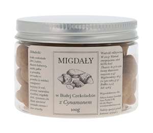 Migdały w Białej Czekoladzie z Cynamonem w pudełku 100g