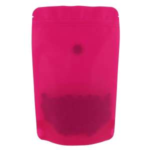 Doypack 100% recykling różowy ( Viva Magenta ) 100g + wentyl - opakowanie 100 szt + struna