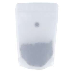 Doypack 100% recykling biały ( White ) 100g + wentyl - opakowanie 100 szt + struna