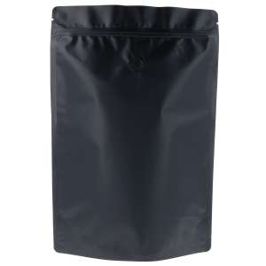Doypack czarny matowy z wentylem zaokrąglone rogi 1kg - opakowanie 100 szt.