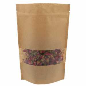 Doypack kraft z okienkiem 100 g - opakowanie 100 szt.