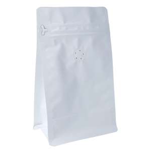 Torebka Flat Bottom 250g + wentyl - Biała - 100 szt.