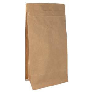 Torebka Flat Bottom 500g + wentyl - Kraft - 100 szt.