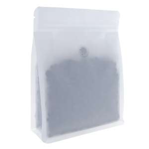 Torebka Flat Bottom Recykling 250g + wentyl - Biała (White) - 100 szt.